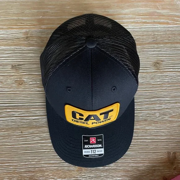 Vintage Caterpillar CAT Diesel Power Patch Hat - Richardson 112 All Black Cap - Picture 5 of 9